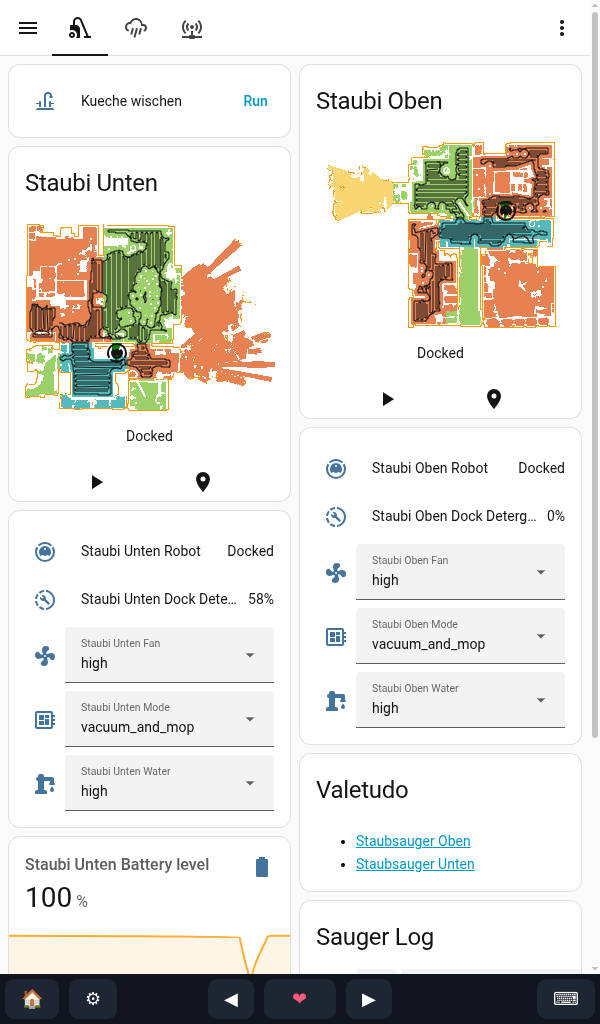 A Home Assistant dashboard on a panel mounted in portrait orientation