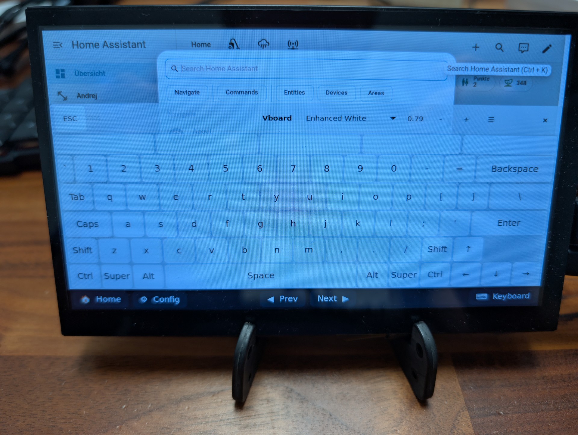 The on-screen keyboard on a touch-only device